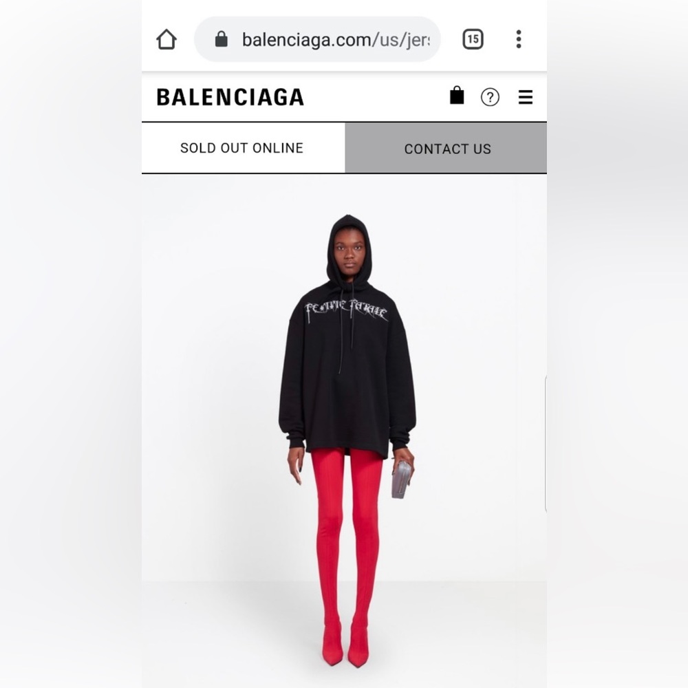 Balenciaga Black Femme Fatale Headscarf Hoodie large
